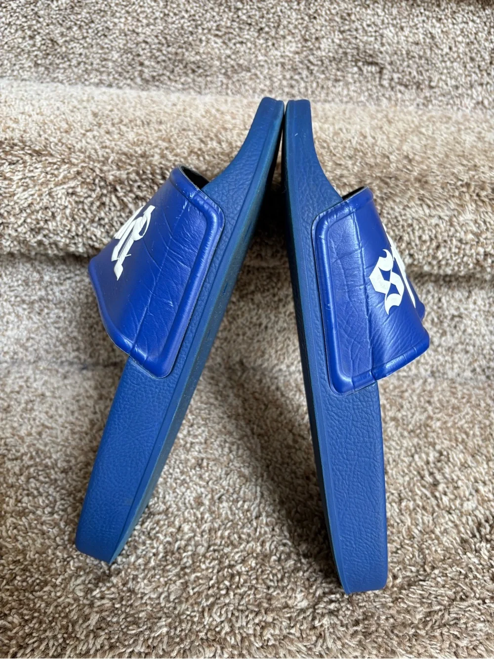 Palm Angels Men’s Royal Blue Logo Slide Sandals